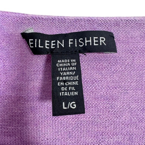 EILEEN FISHER Sweater Large Lavender Merino Wool Scoop Neck Long Sleeve Hi - Picture 3 of 7